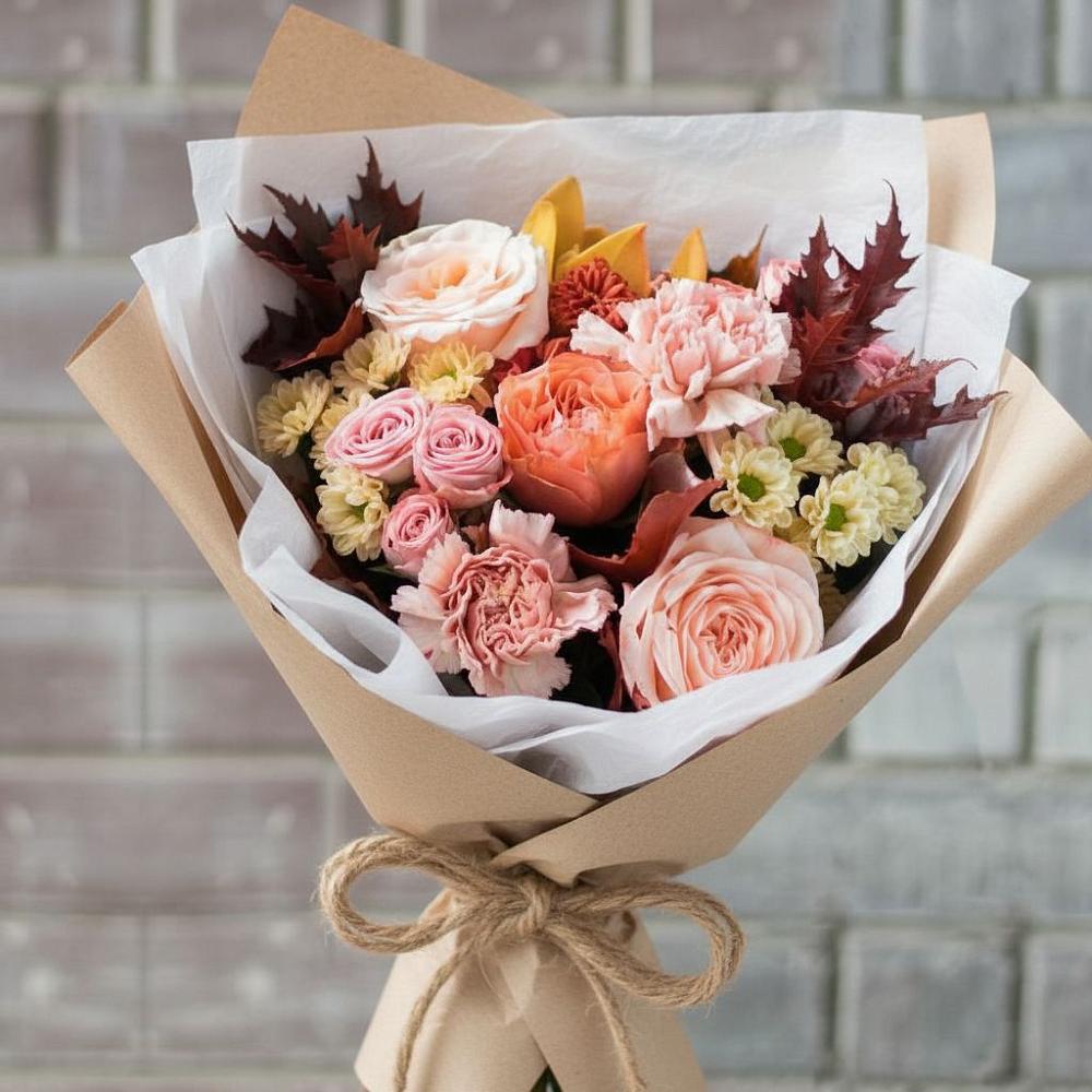 Букет цветов из: Гвоздики, Хризантемы и Розы в Татищево