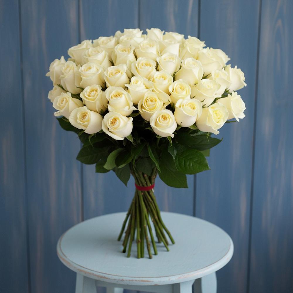 Букет 51 Белая роза Эдлесс Лав в Татищево