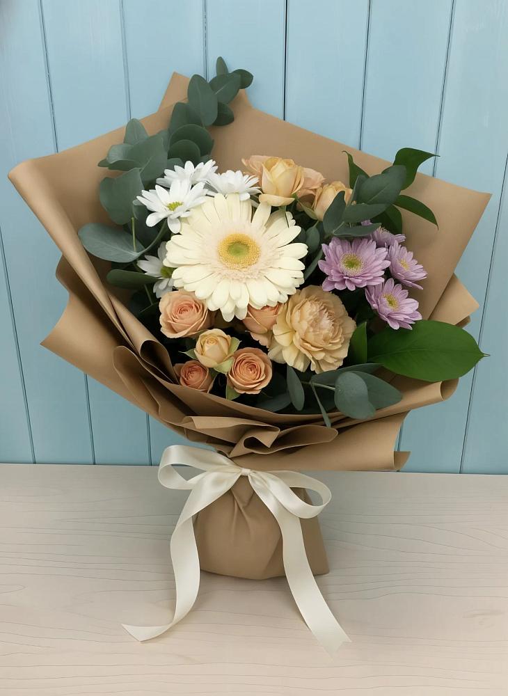 Букет цветов из: Герберы и Хризантемы в Татищево