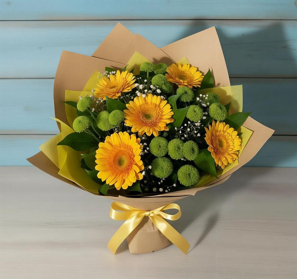 Букет цветов из: Герберы и Хризантемы в Татищево