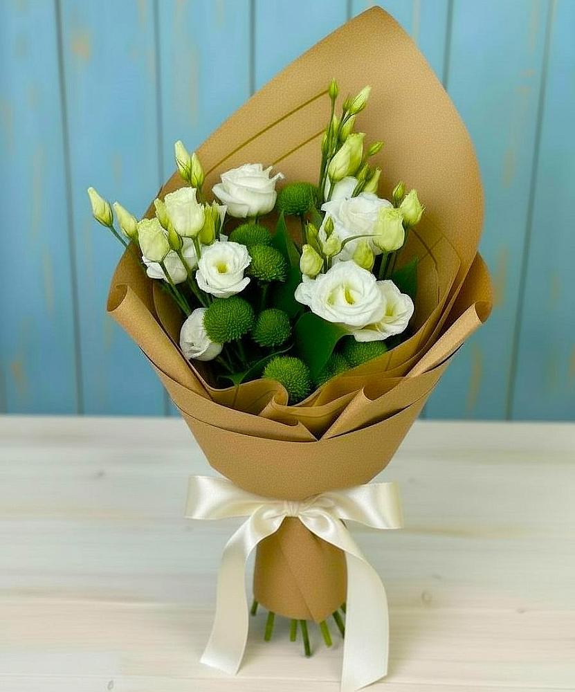 Букет цветов из: Хризантемы и Лизиантусы в Татищево