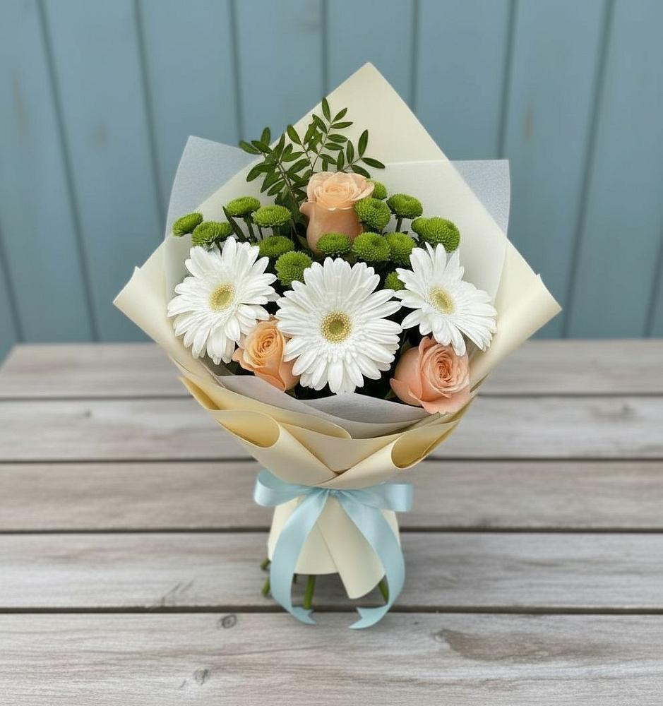 Букет цветов из: Герберы, Розы и Хризантемы в Татищево