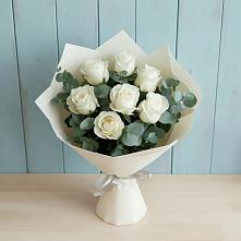 Букет Белые розы в Эвкалипте #REPLACE_PRED# Татищево